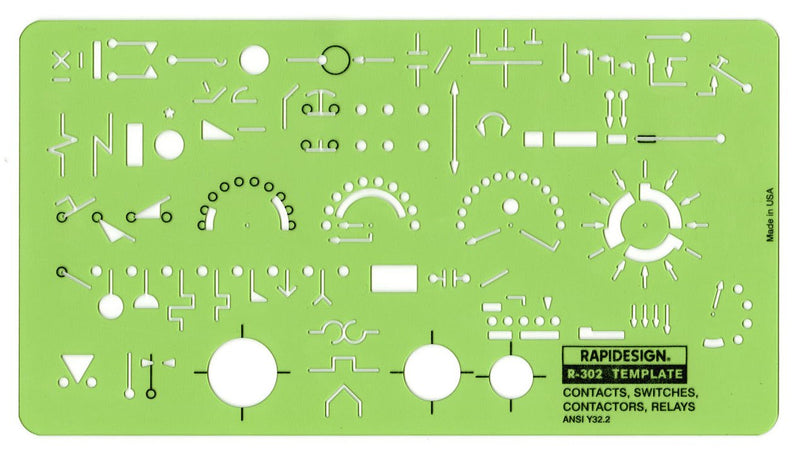 Rapidesign Contacts/Switches/Contactors/Relays Template, 1 Each (R302)