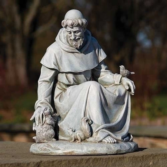 Joseph's Studio by Roman St Francis Statue Figurine, 16.73" H, Garden Santuary, Resin and Stone, Religious Gift, Gift Boxed