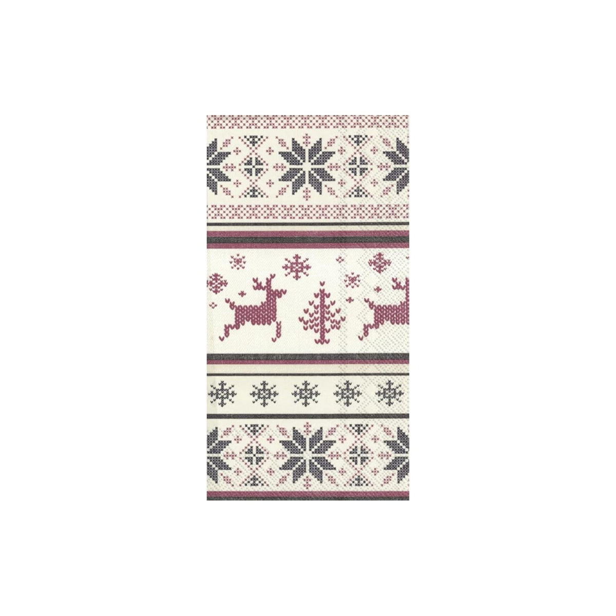Boston International Disposable Napkin, Guest Size, Norwegian Knit Cream Red