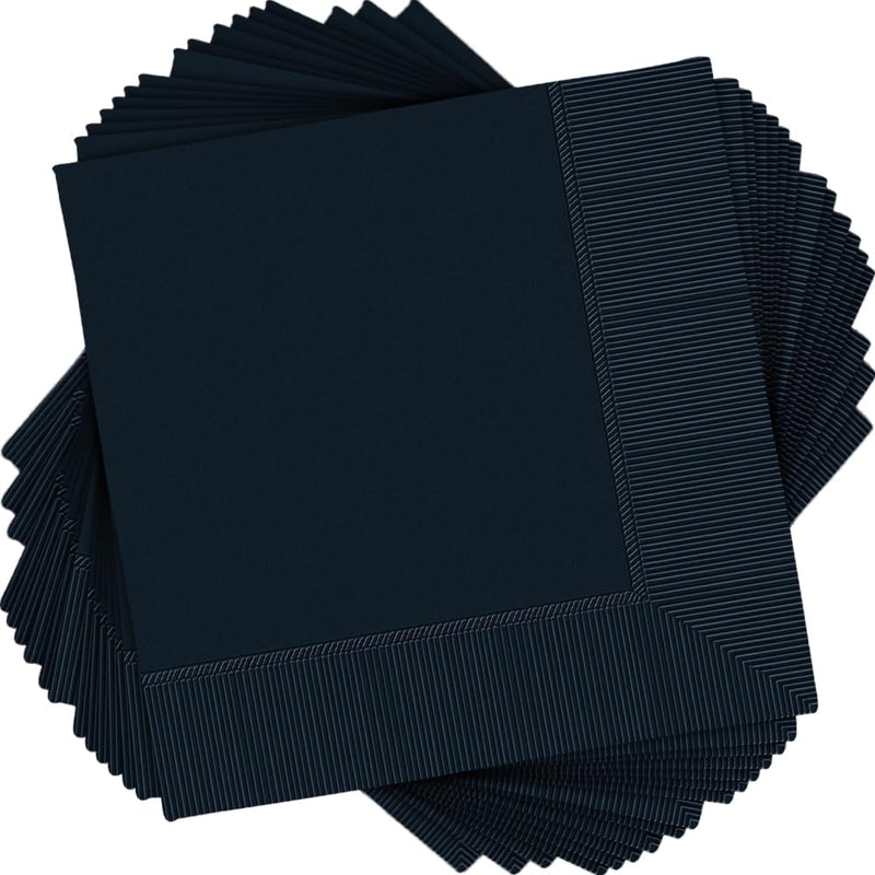 Premium Jet Black Luncheon 2-Ply Paper Napkins - 6.5&quot; x 6.5&quot; (100 Pc) - Eco-Friendly Napkins for Parties &amp; Holidays