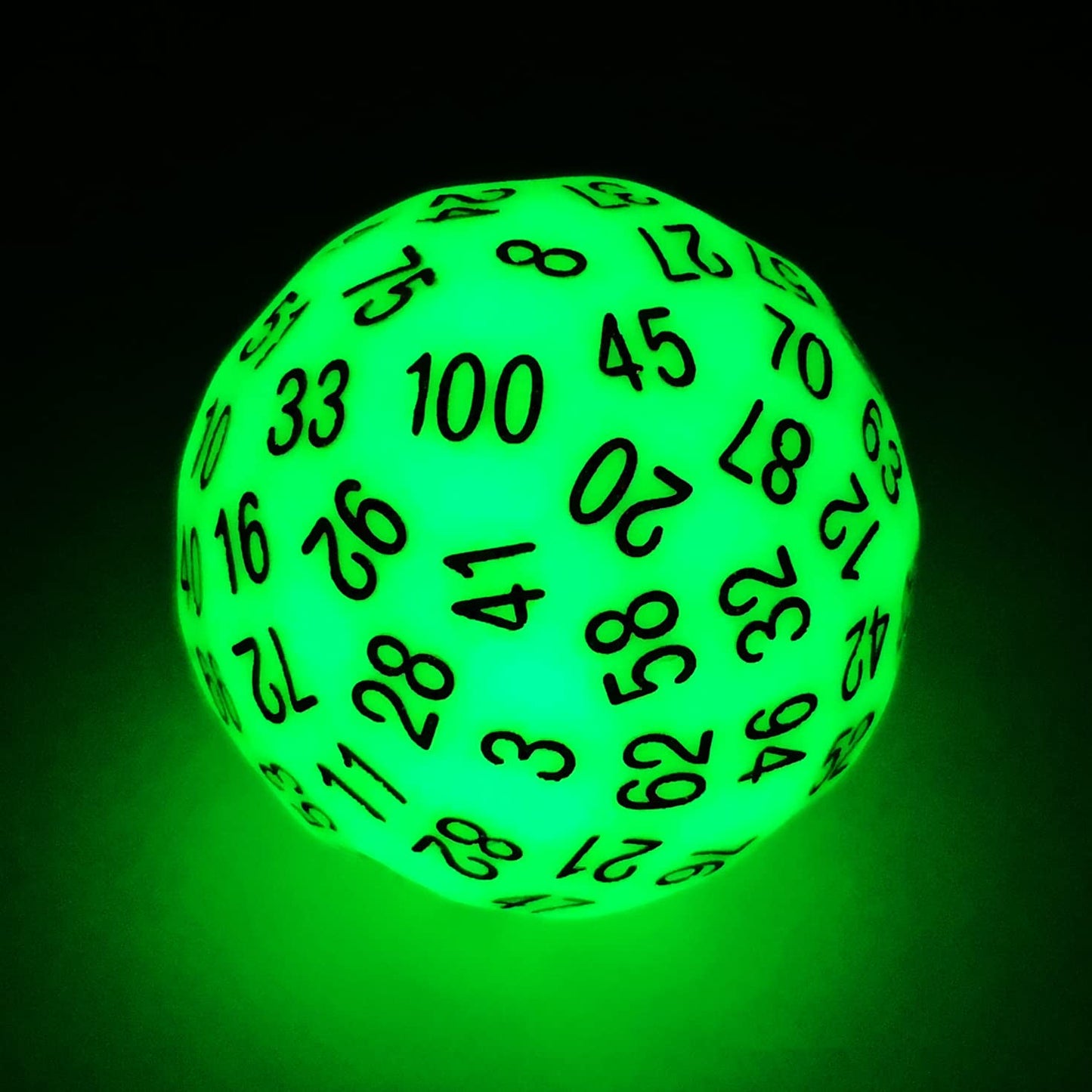 Bescon Dice Super Jade Glow in Dark Polyhedral Dice 100 Sides, Luminous D100 die, 100 Sided Cube, Glowing D100 Game Dice