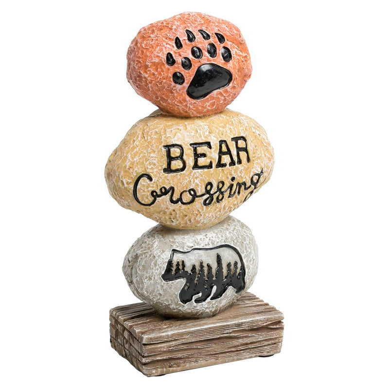 Lipco Stacked Stone Bear Crossing Figure, Polyresin, 8-inches Height Home Decor Accessories