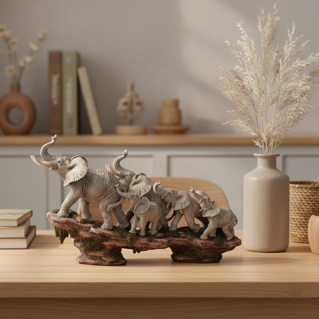 Comfy Hour 14 Inch Elephant Statue, Elephant Family Decor