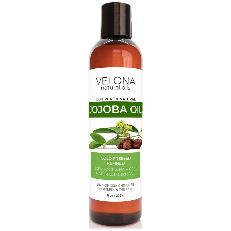 velona Jojoba Oil 8 oz | 100% Pure and Natural Carrier Oil | Clear, Refined, Cold Pressed | Moisturizing Face, Hair, Body and Skin Care | Use Today - Enjoy Results