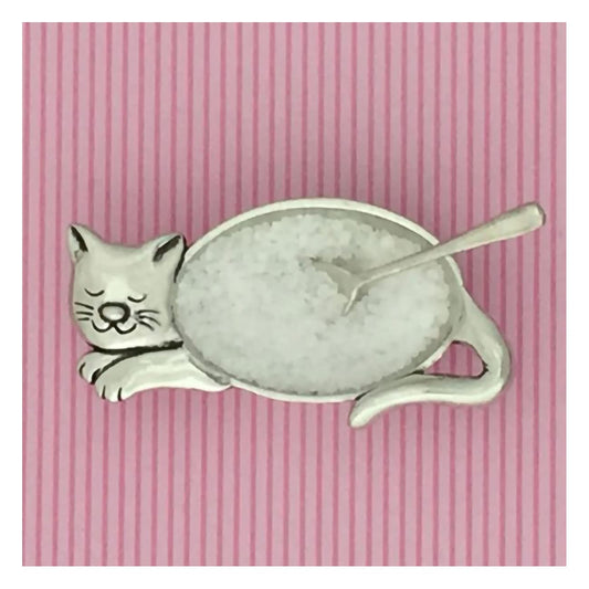 Basic Spirit Cat Salt Bowl with Spoon Pewter Cellar Container for Spices Snacks Side Dishes Pet Animal Lover Gift