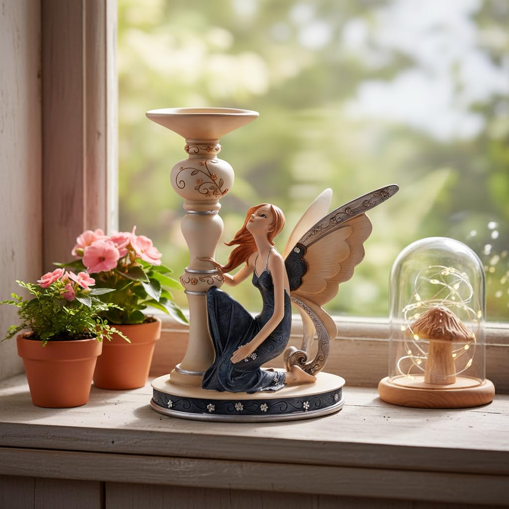 Comfy Hour The Sitting Fairy Figurine Black Dress 7" Figurine, Fairyland Collection, Stone Resin