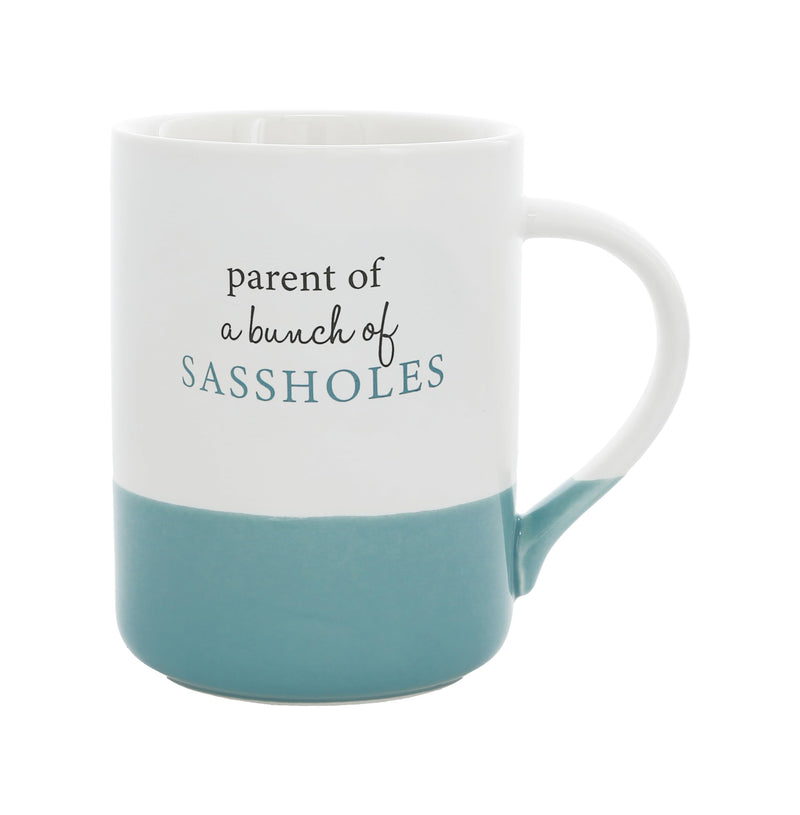 Pavilion - Parent Of A Bunch Of Sassholes - 18 oz Stoneware Coffee Mug Tea Cup New Mom Dad Daddy Mommy Parent Friend Gift Present