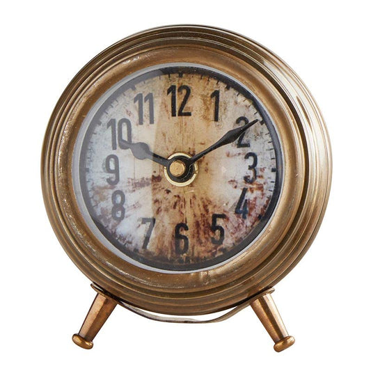 47th & Main Vintage Farmhouse Table Clock Tabletop Home Décor, Antique Gold