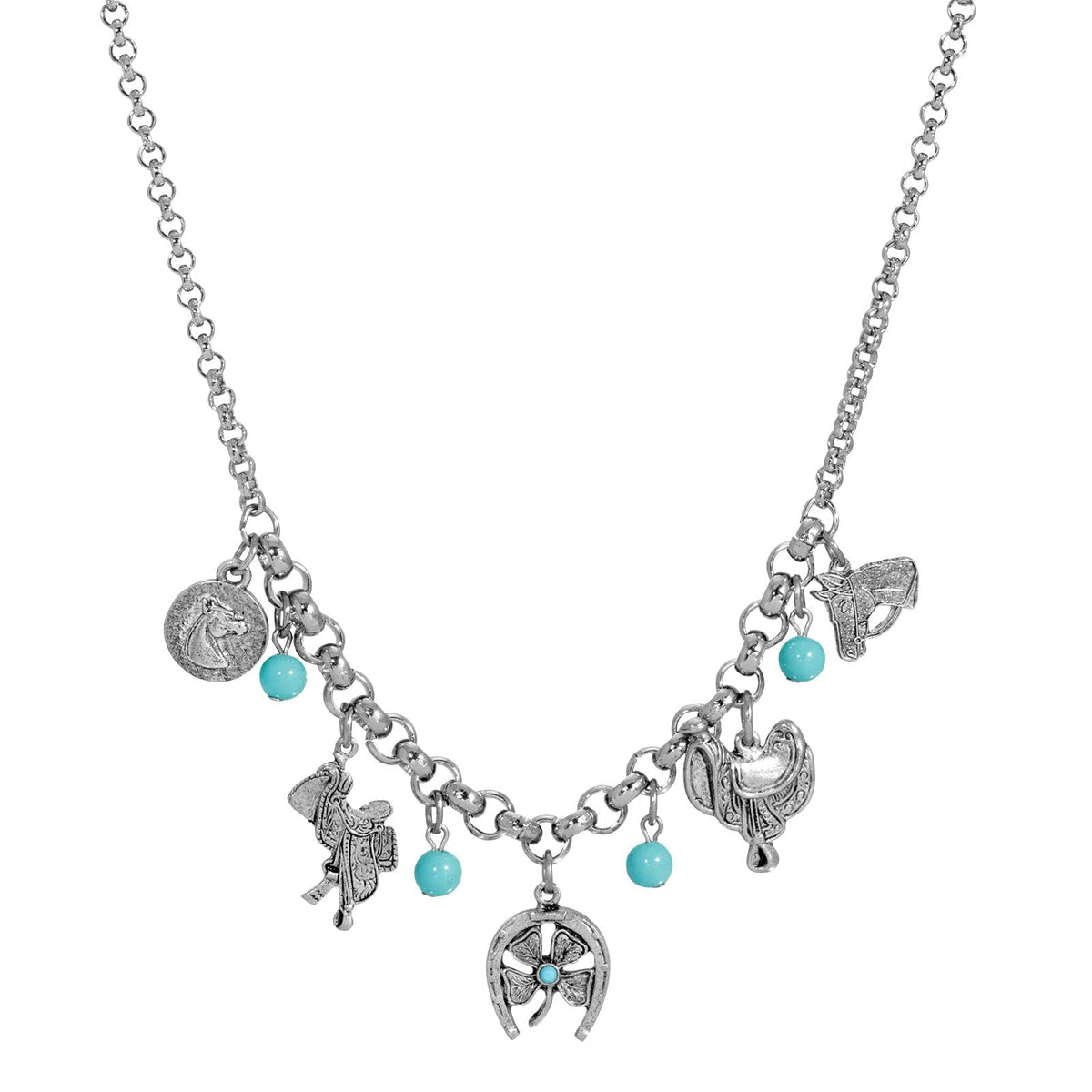 1928 Jewelry Company Necklace, 16"L X 0.97"H, Turquoise