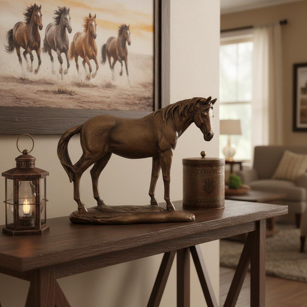 Comfy Hour Farmhouse Home Decor Collection Resin 8" Brown Copper Horse Desktop Decoration