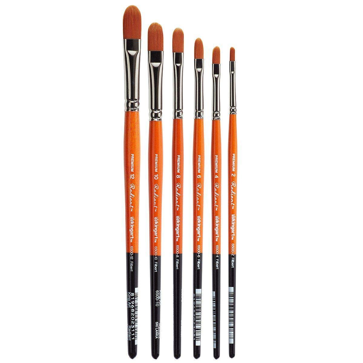 KINGART Radiant 6500 Series, Taklon Filbert Set 6 Pc.