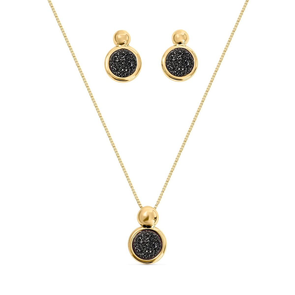 BStones Jewelry Set, Yellow Gold, Titanuim Druzy