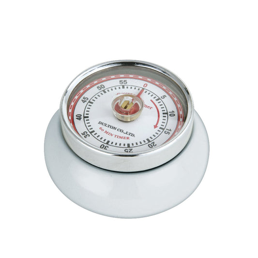 Frieling Zassenhaus Magnetic Retro Kitchen Timer, Classic Mechanical Cooking Timer (White)