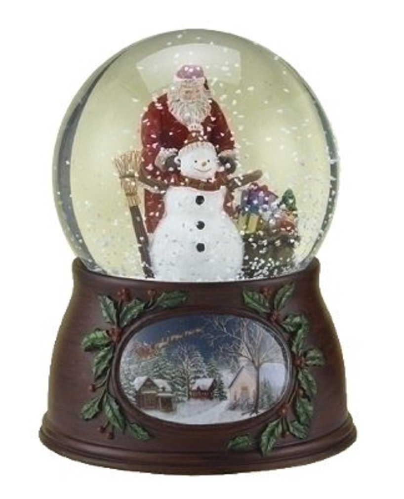 Roman Christmas Musical Revolving Santa Claus and Snowman Snow Globe Glitterdome Plays "Have Yourself A Merry Little Christmas",Multicolored,5 inch