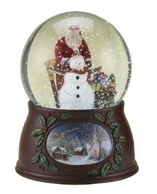 Roman Christmas Musical Revolving Santa Claus and Snowman Snow Globe Glitterdome Plays "Have Yourself A Merry Little Christmas",Multicolored,5 inch