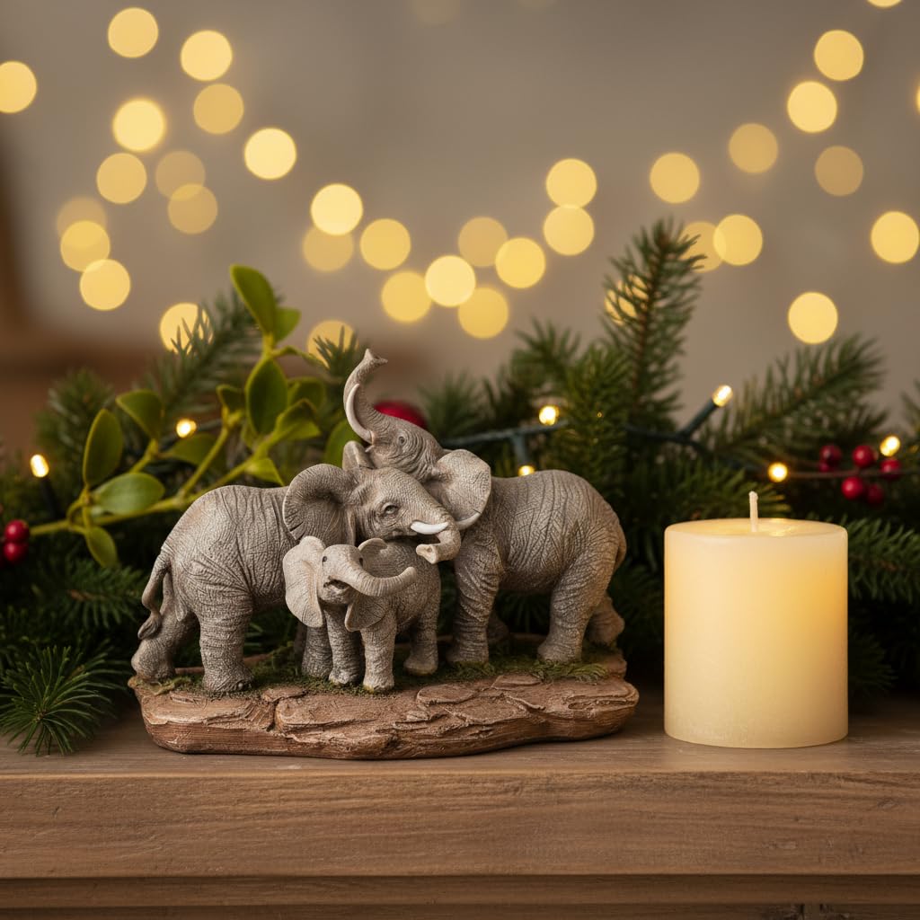Comfy Hour 9.2 Inch Elephant Statue, Family Decor, Set of 1