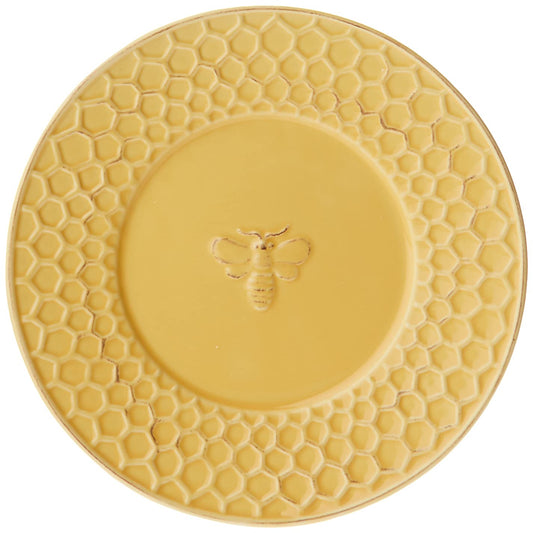 Boston International JC16116 Embossed Ceramic Plate, 1-Piece, Honeycomb