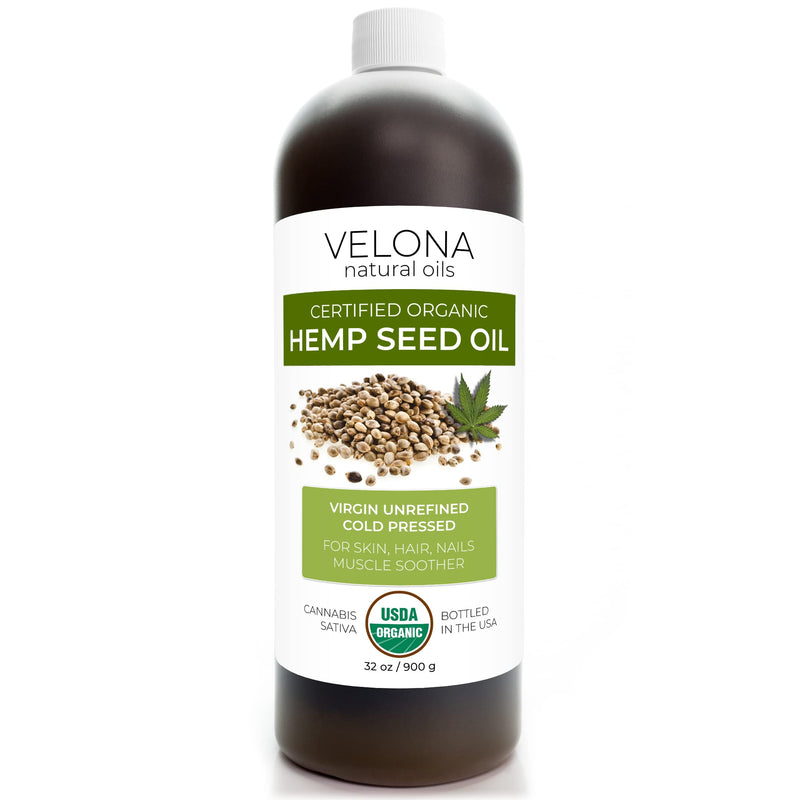 velona Hemp Seed Oil USDA Certified Organic - 32 oz | 100% Pure and Natural Carrier Oil | Unrefined, Cold Pressed | Hair, Body, Face & Skin Care | Use Today - Enjoy Results…