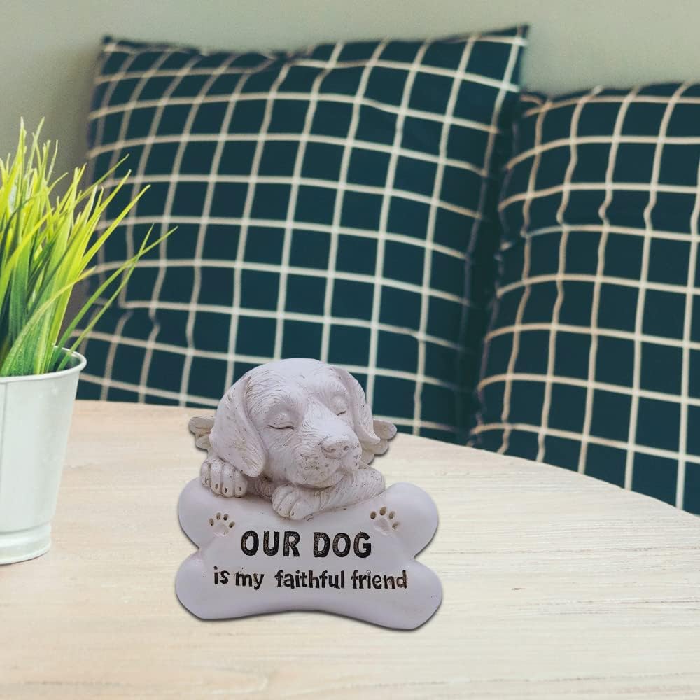 Comfy Hour Pet In Loving Memory Collection 5" Sleeping Dog Angel On Bone Figurine - in Memory of My Best Friend Bereavement, Light Gray, Polyresin