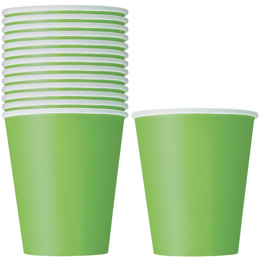 Unique Industries 9oz Lime Green Paper Cups, 14ct
