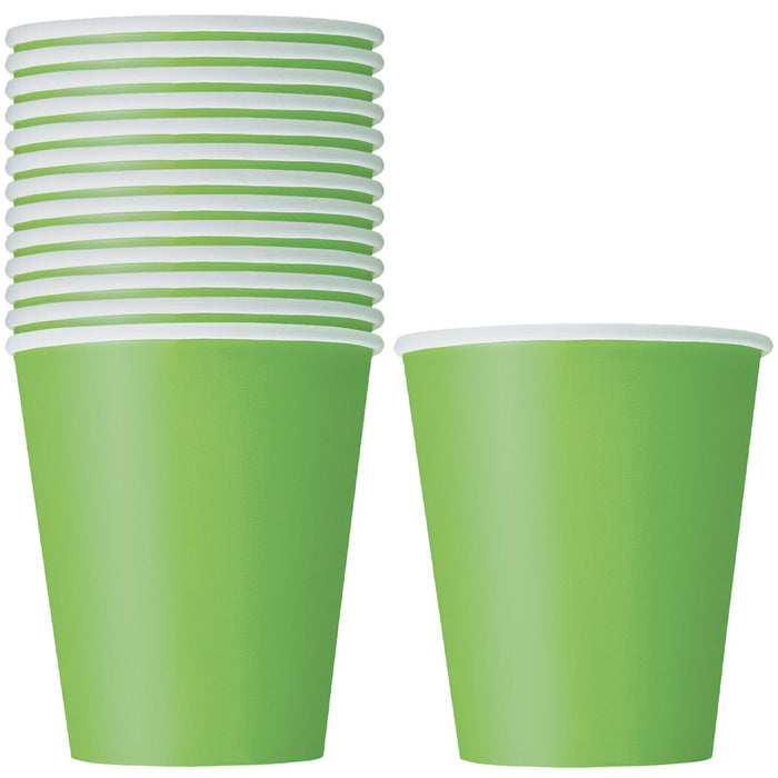 Unique Industries 9oz Lime Green Paper Cups, 14ct