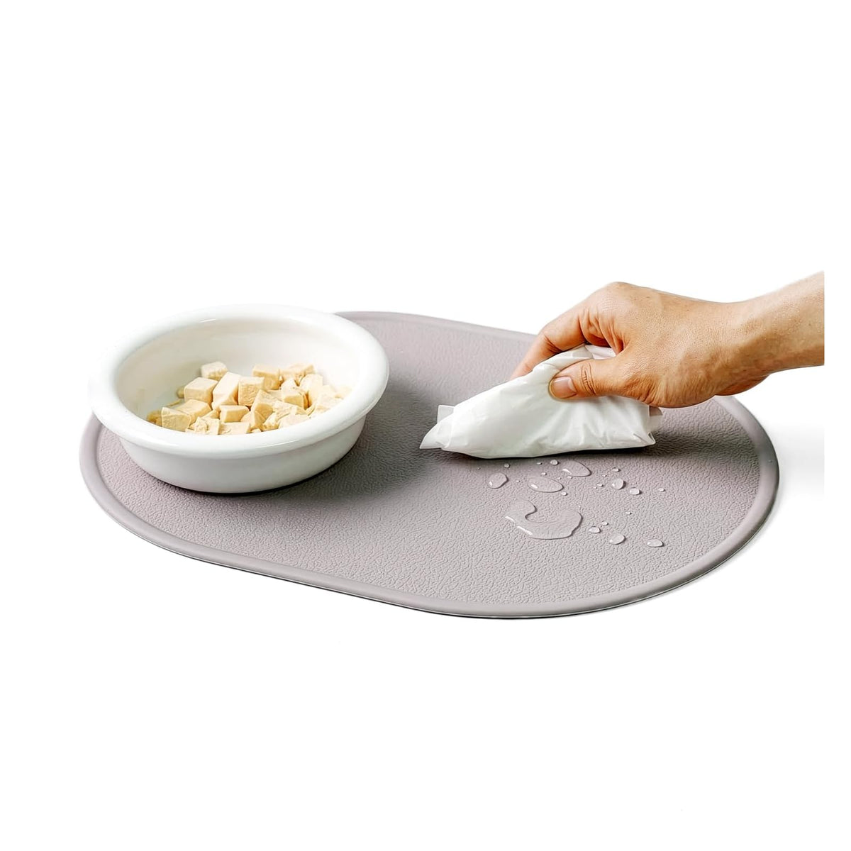 BOWLBOWL Pet Placemat, 15.7"L x 11.4"W, AshGrey
