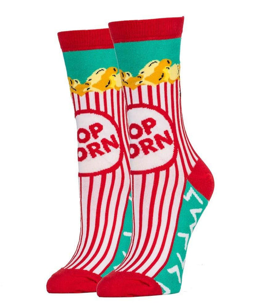 Oooh Yeah Socks Womens Cotton Crew Socks (Box O' Popcorn)
