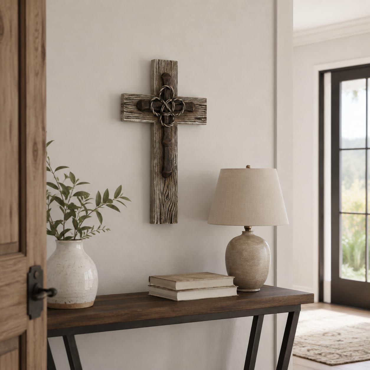 Comfy Hour 13 Inch Wall Cross, Faux Wood Cross Wall Decor, 1 Unit