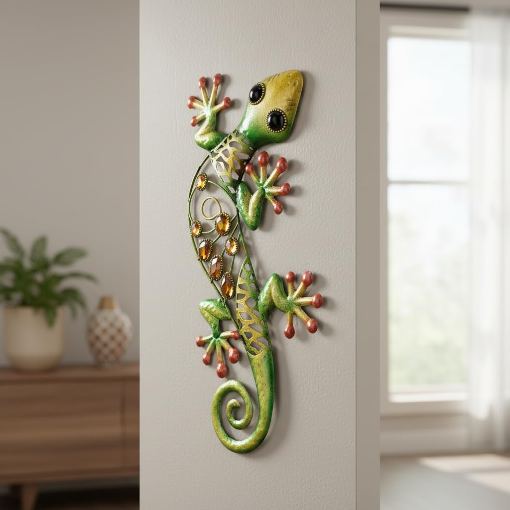 Comfy Hour Gecko Wall Art Collection 15" Metal Art Lizard Wall Decor