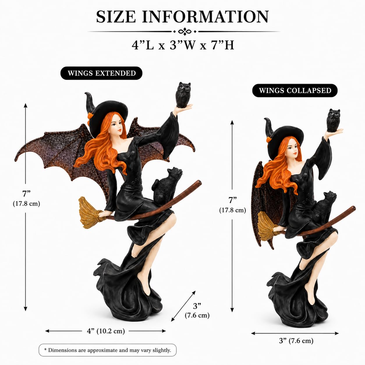 Comfy Hour 9 Inch Dark Fairy Witch Figurine, Gothic Shelf Decor