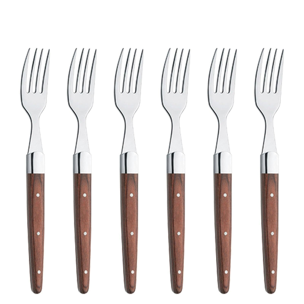 Amefa Fork, Set Of 6, Silver And Brown