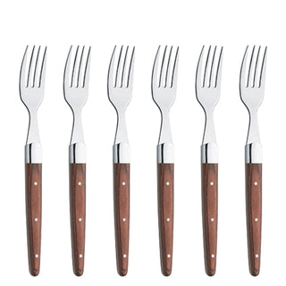 Amefa Fork, Set Of 6, Silver And Brown
