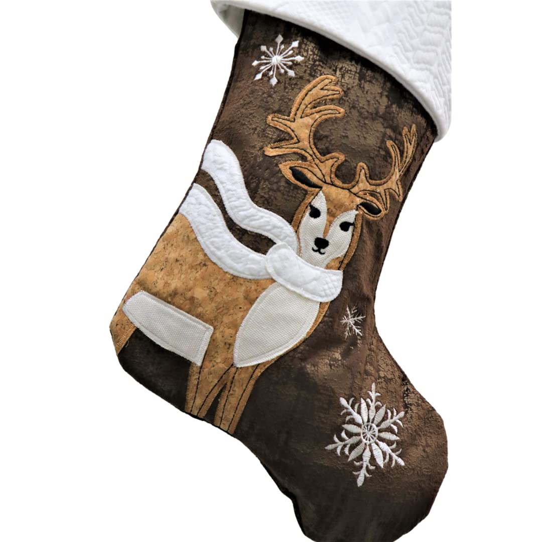 Comfy Hour 18"x11" Wood Reindeer Stocking