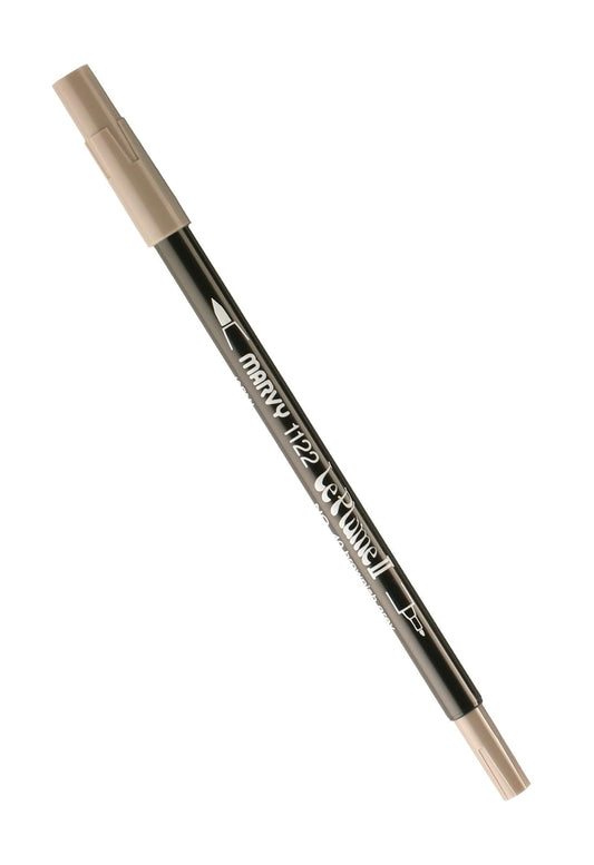 Uchida 1122-C-40 Marvy Extra Fine Tip Le Plume II Double Ender Marker Pen, Brownish Grey