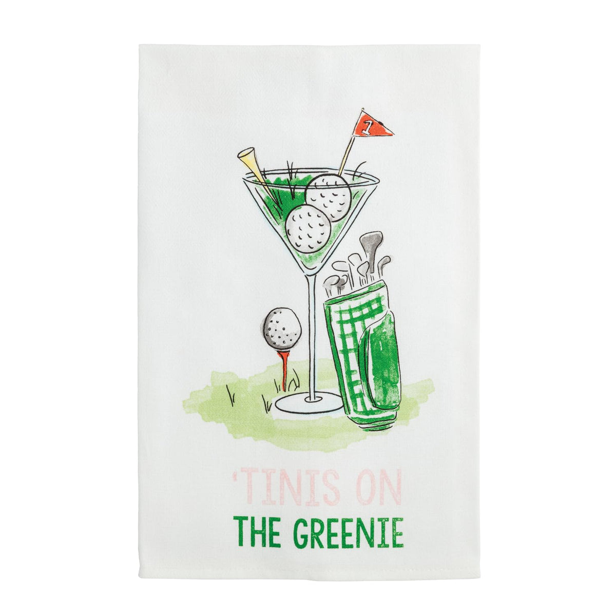 Mud Pie Towel, 26" x 16 1/2", Tinis on the Greenie