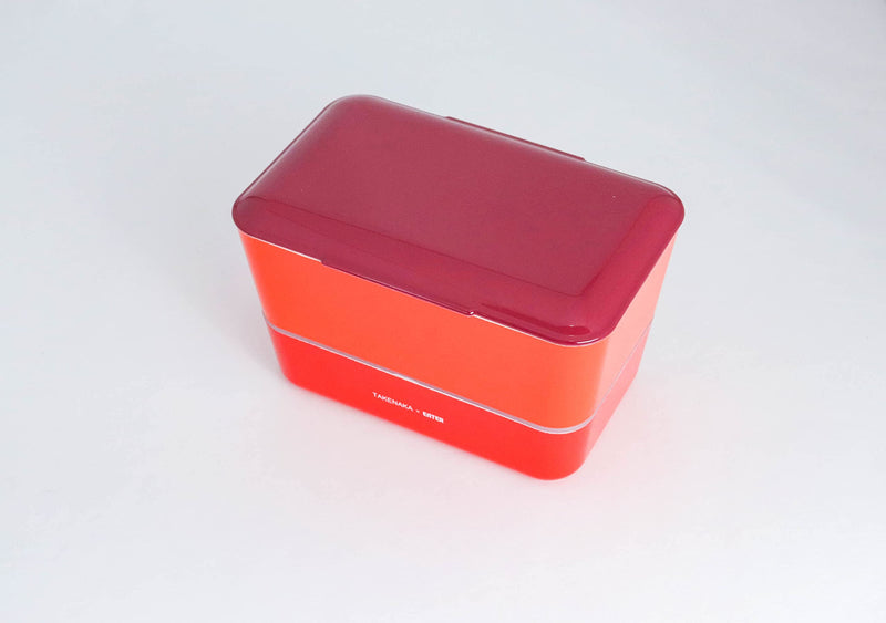 TAKENAKA Eater x Bento Box Special Edition 2023, Bite Dual Lunch Box from Japan, Eco-Friendly and Sustainable Japanese Style Bento Lunch Box (Bordeaux, Clementine, and Eater Red)