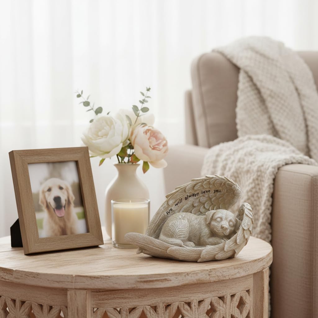 Comfy Hour 8.2 Inch Dog Angel Statue, Sleeping Pet Memorial Figurine