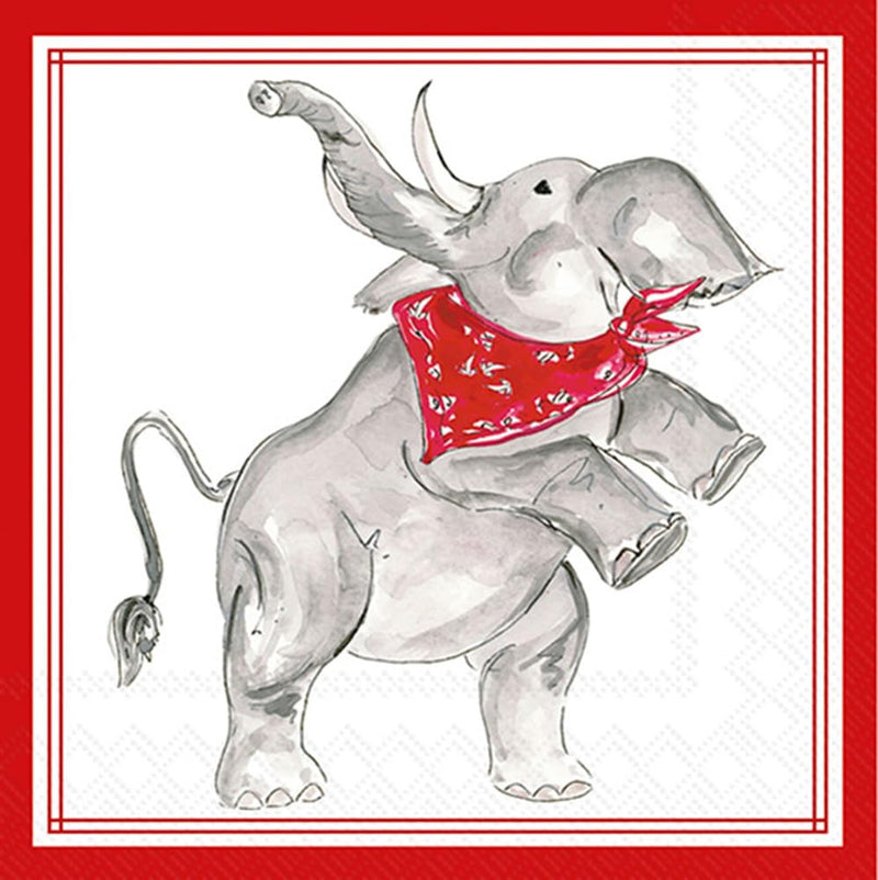 IHR Ideal Home Range Cocktail Napkins Rosanne Beck Hometown Pride Disposable 3-Ply Paper Party Napkin Pack, 5" x 5", Red Elephant, 20-Count