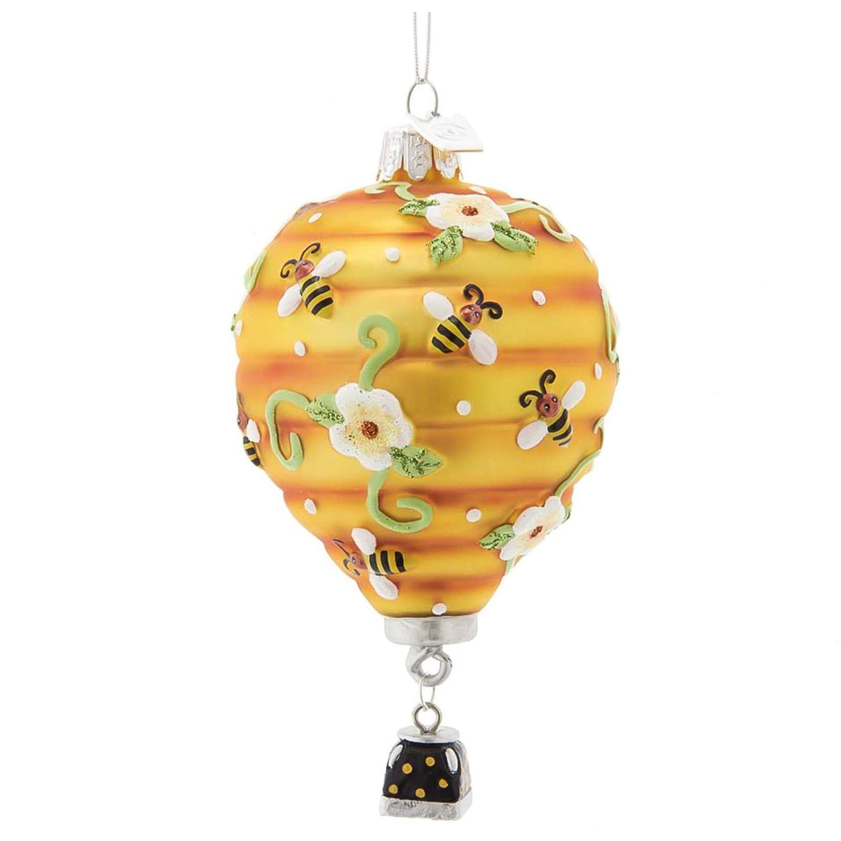 Kurt Adler Noble Gems Honey Bee Hive Hot Air Balloon Christmas Tree Ornament Decor