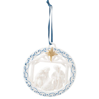 Kurt Adler White and Blue Nativity Family Christmas Ornament T3072
