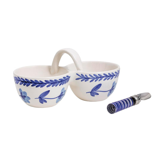 Mud Pie Dishware Bowl, tidbit 4 1/2" x 8" | spoon 4", Blue