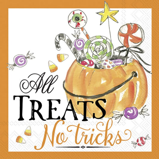 Boston International Rosanne Beck Fall Autumn Halloween Thanksgiving IHR 3-Ply Paper Napkins, 20-Count Cocktail Size, All Treats