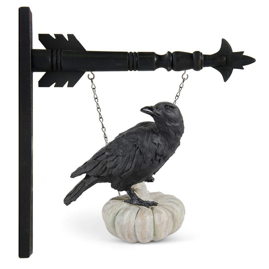 K&K Interiors 41268A-AR 9.75 Inch Resin Crows on White Pumpkin Arrow Replacement, Black