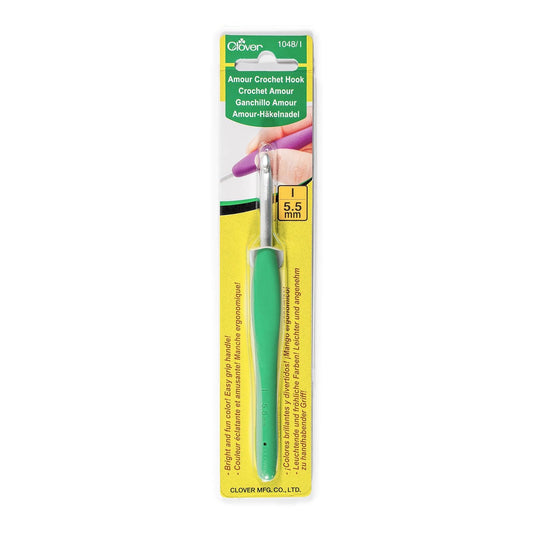 CLOVER 1048/I Green Amour Crochet Hook, Size I, 5.5mm