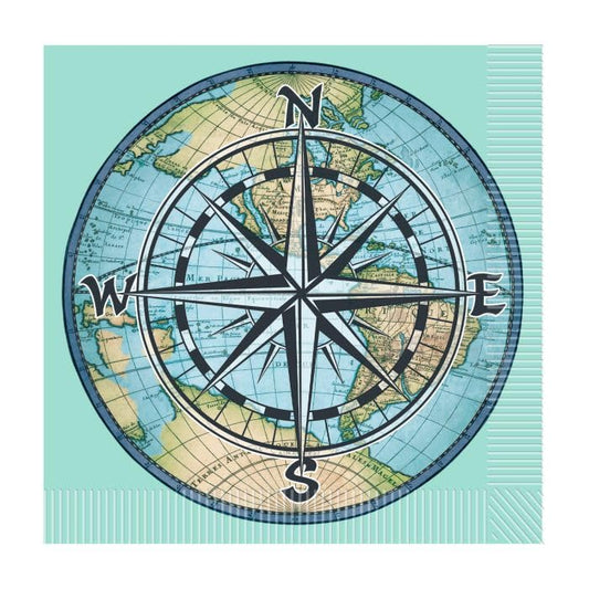 Beistle Bon Voyage Design Blue Luncheon Napkins