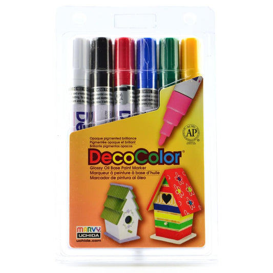 Uchida 300-6A 6-Piece Decocolor Broad Point Paint Marker Set