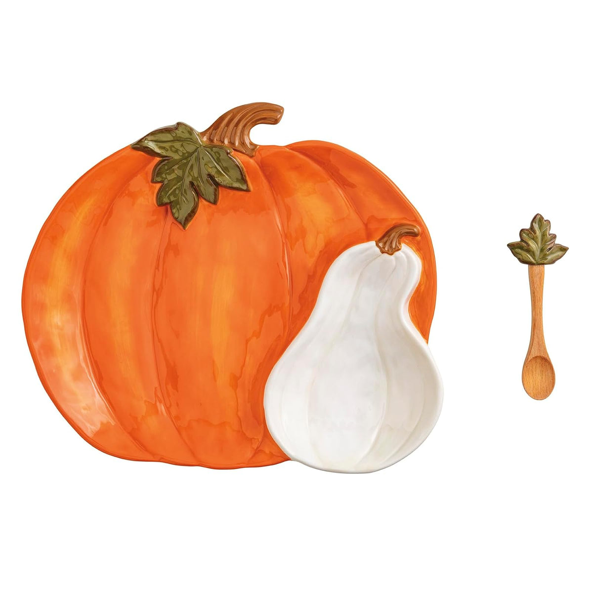 Mud Pie Serveware, server 11" x 12" | spoon 5 1/2", Orange