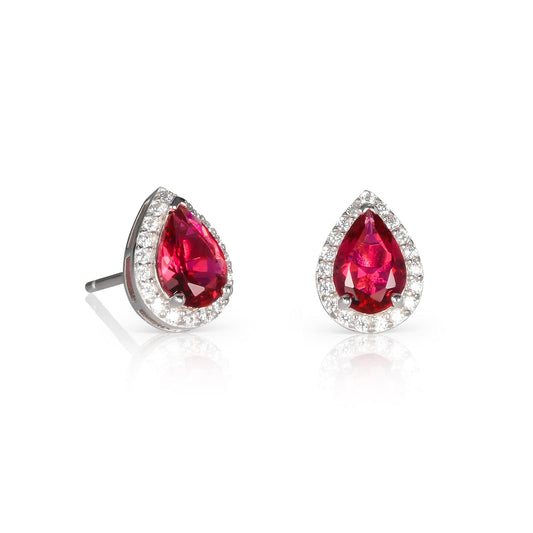 Diamond Treats Earring, Red-Silver, Stud
