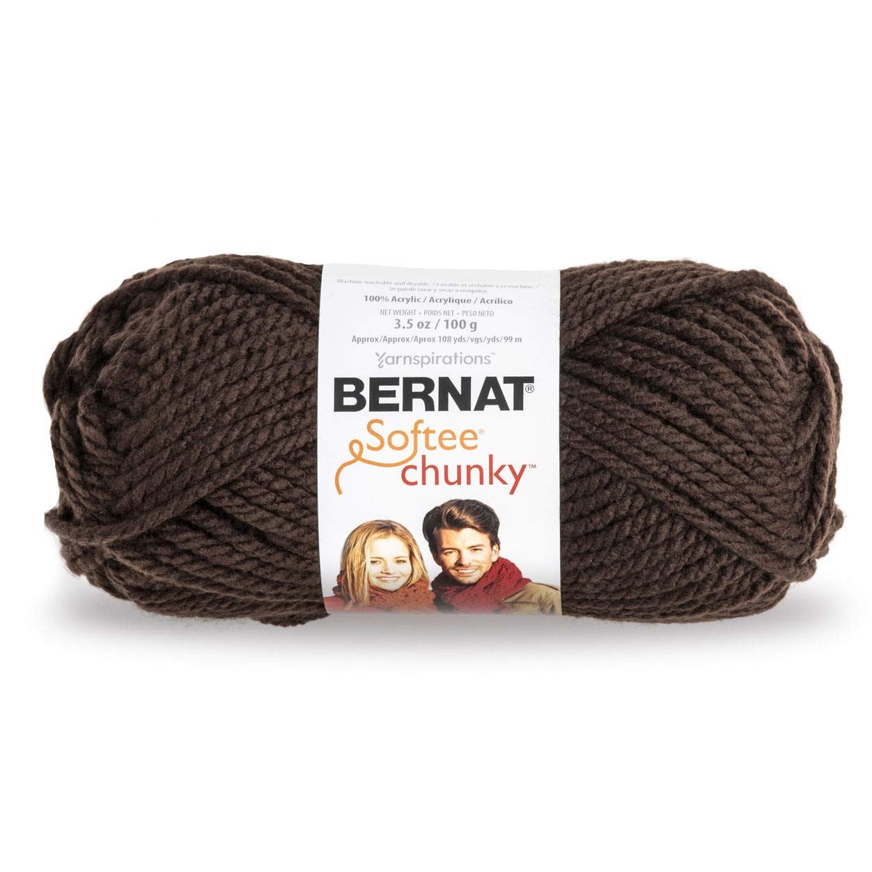 Spinrite Yarns (CA) Bernat Softee Chunky Yarn, 3.5 Oz, Gauge 6 Super Bulky, Dark Taupe