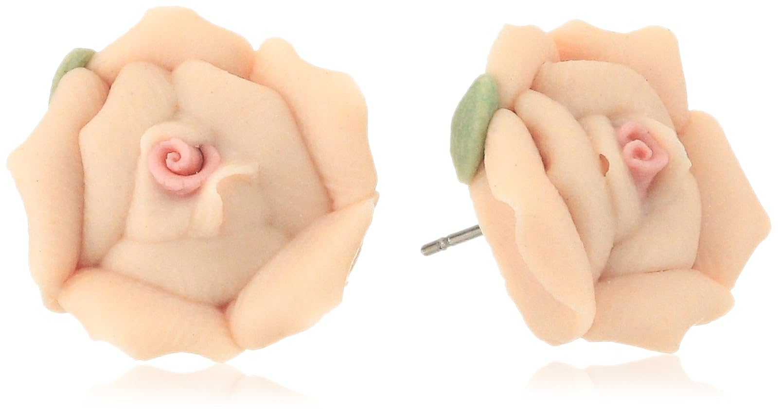1928 Jewelry Classic Peach Porcelain Rose Post Earrings